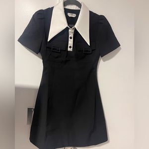Black Fendi mini dress with white collar